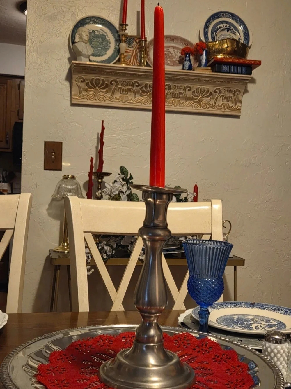 pewter Colonial-style candle stick Vintage